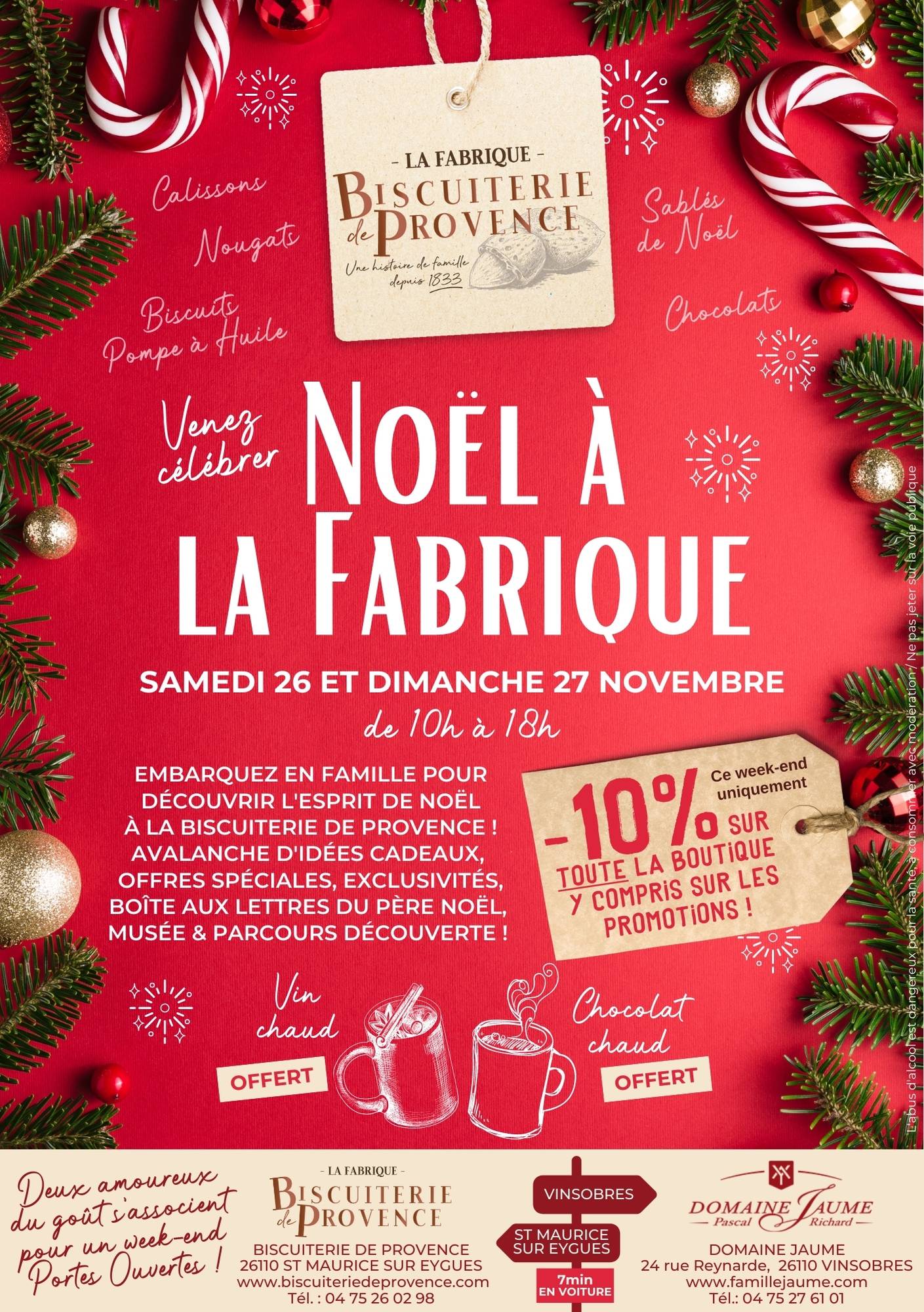 affiche portes ouvertes de noel biscuiterie de provence